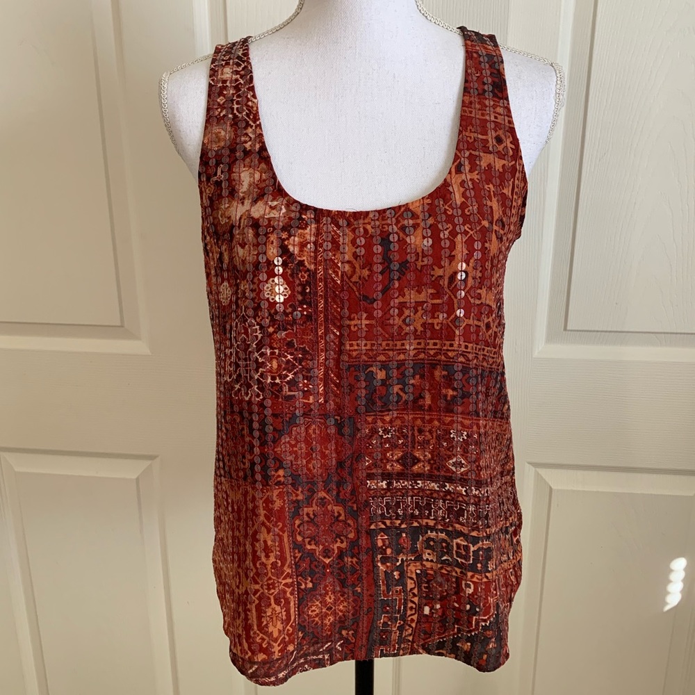 Lucky Brand Silk Sequin Tank Top Size Small